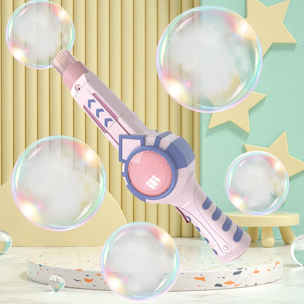 Máquina de bolhas de fumaça elástica, varinha de neblina, soprador automático de bolhas com fumaça mágica para crianças, verão, festa ao ar livre, brinquedos de jardim
