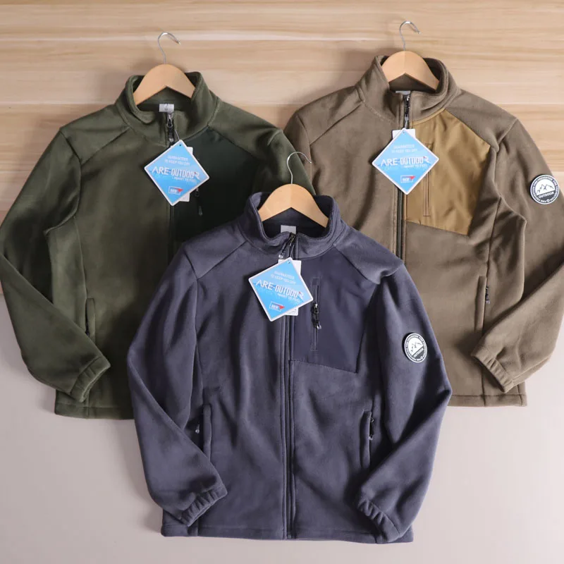 

Thiened Fce Jaet Толстовка с воротником-стойкой Открытый кардиган Уличный теплый мужской длинный свеч на молнии из полиэфирного волокна Зима ...