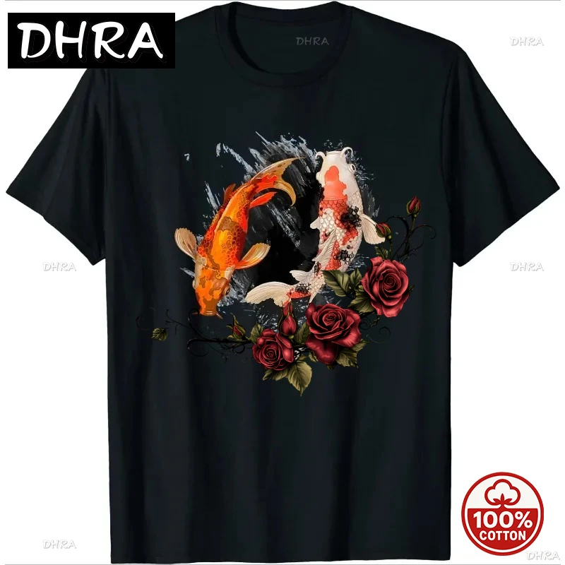 

Japanese Koi Fish Cartoon Koi Carp Pond Japan Tattoo T-Shirt Vintage Fashion Printed T-shirt Top streetwear Hot Sale Aesthetics