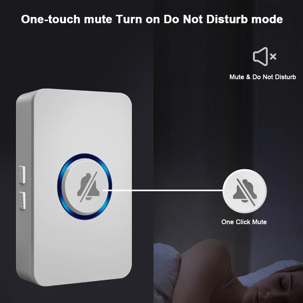 جرس الباب اللاسلكي الفصول الدراسية طقم جرس الباب 4 مستوى الصوت جرس باب الفصول الدراسية 60 + حلقات نطاق 164ft لمستشفى المكاتب المنزلية