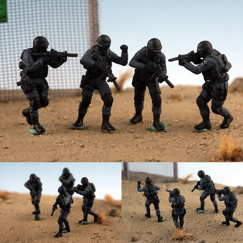 

1:72 Scale Resin SWAT Special Police 4-person Scene Accessory Model Adult Toys Classics Gifts Static Display