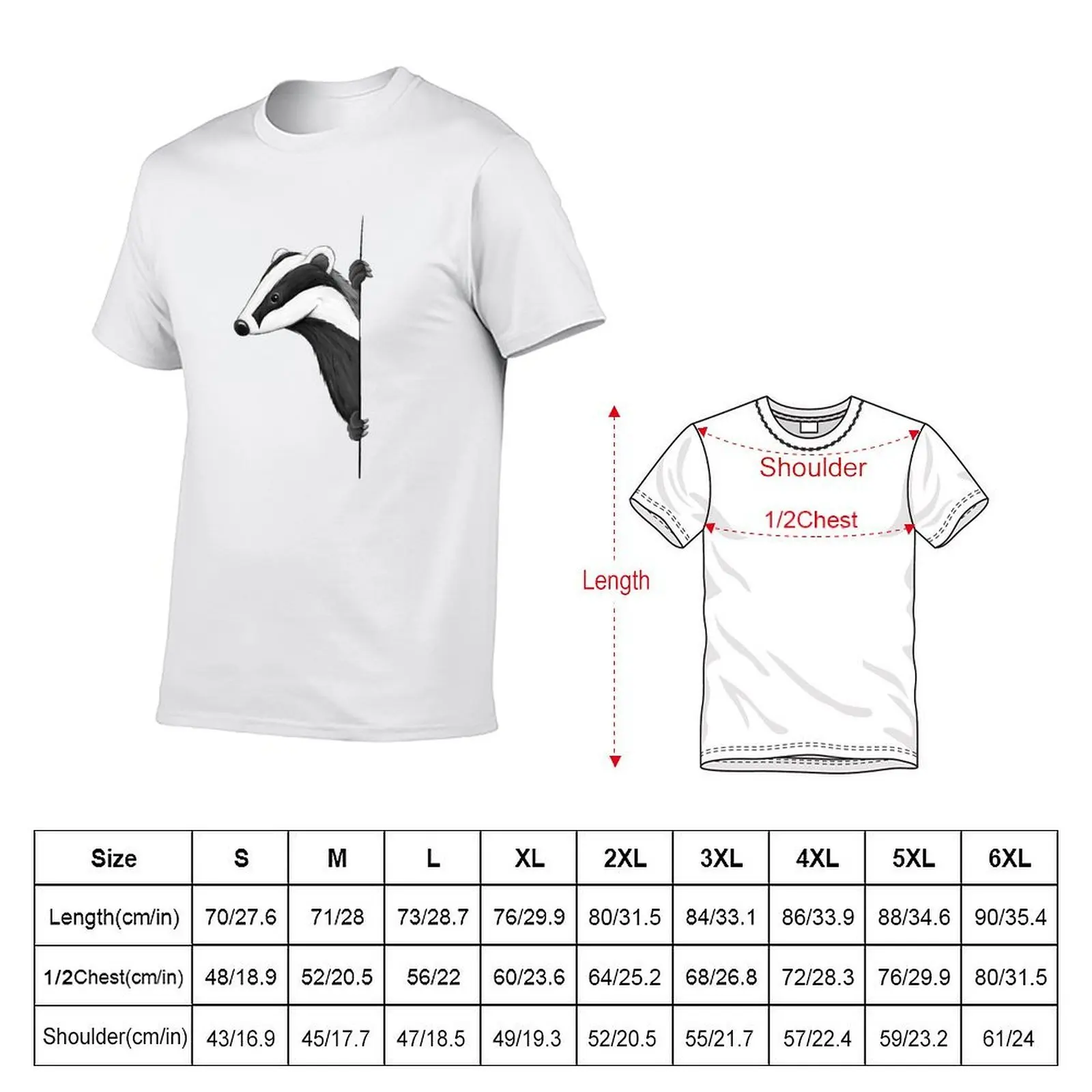 Badger Artwork Funky WildLife Drawing Watercolor T-Shirt Halloween Casual T-Shirt