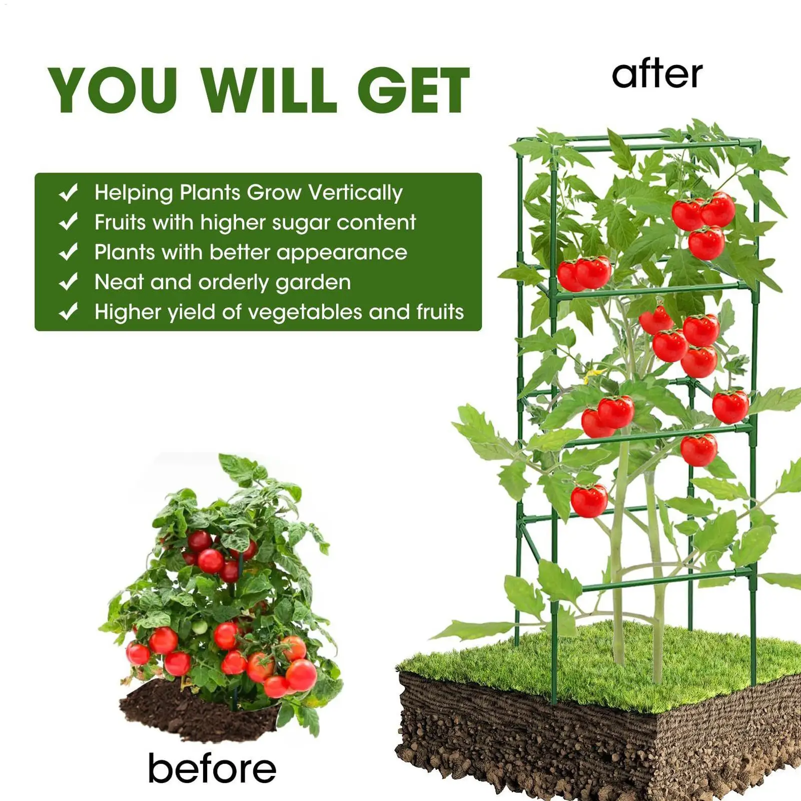 

3 Pieces Garden Vegetable Stakes Plant Cages To Support Plant Growth Anti Overturning Tomato Cage For Vertical Climbing Of Plant