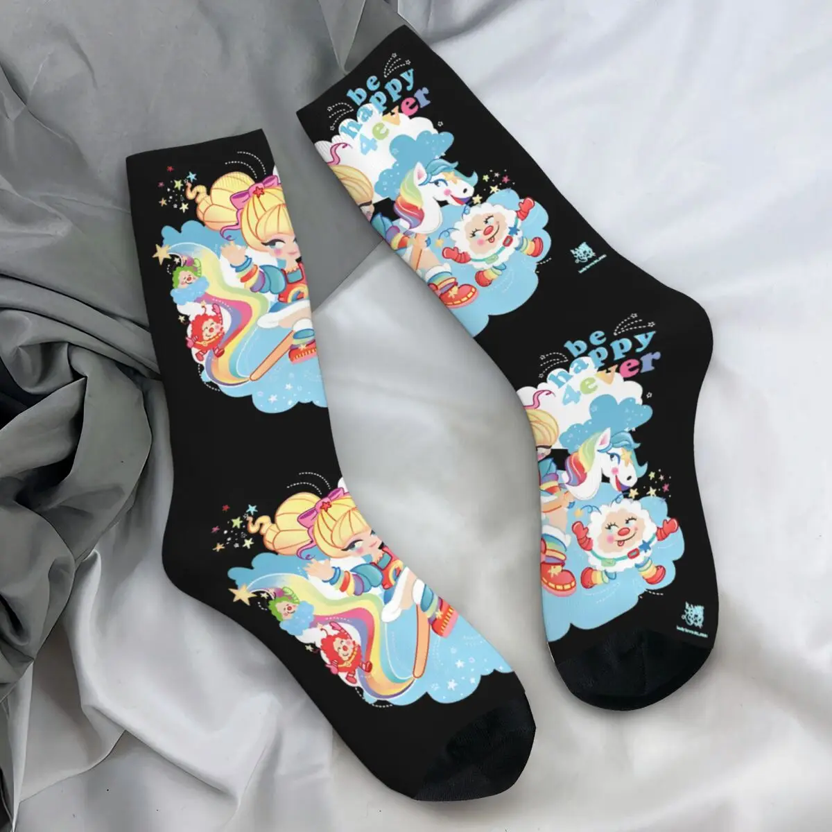 Women Men Socks Rainbow Brite Stockings Autumn Modern Quality Socks Design Running Non Slip Socks