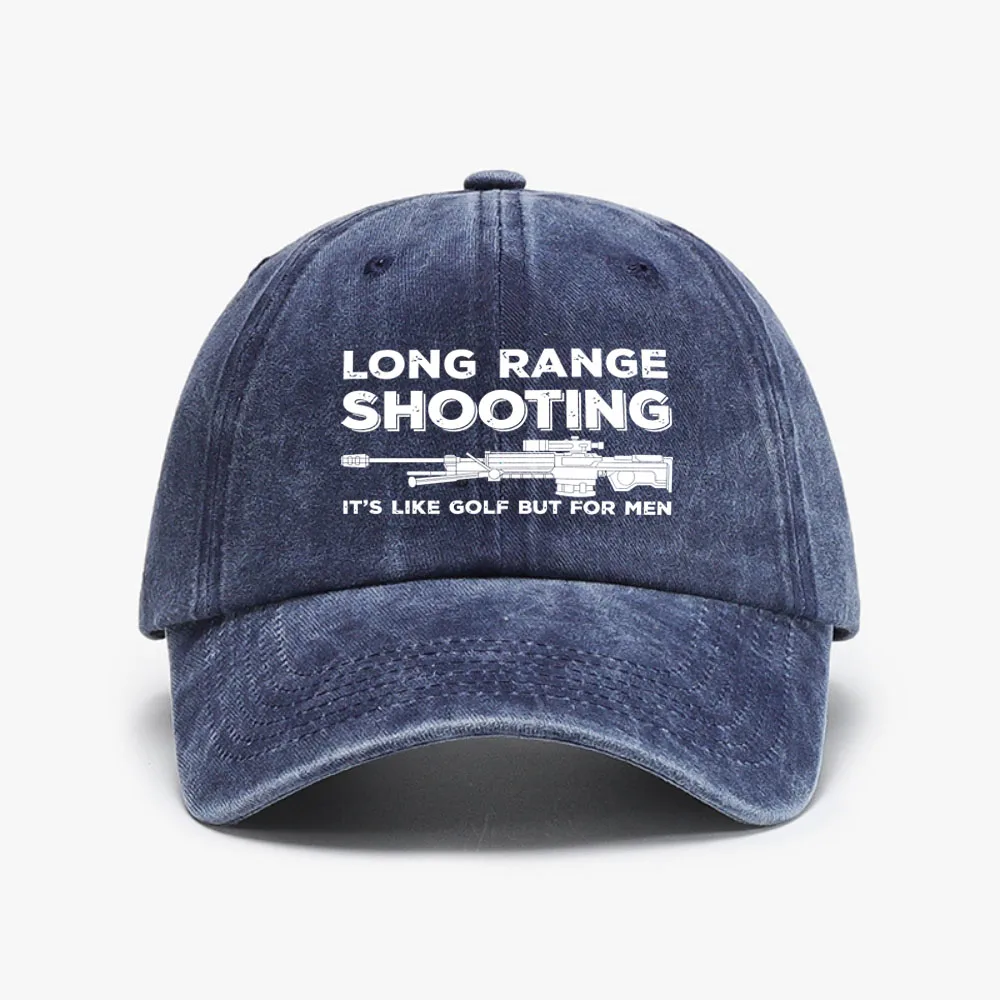 Funny Long Ranges Shooting print baseball cap Summer casual Vintage Distressed Denim Washed hat Men Dad Hats Cool Caps