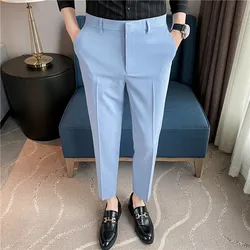 Men Solid Boutique Suits Pants Male Formal Wear Wedding Dress Trousers Quality Men British Style Business Casual Suit Pants 36