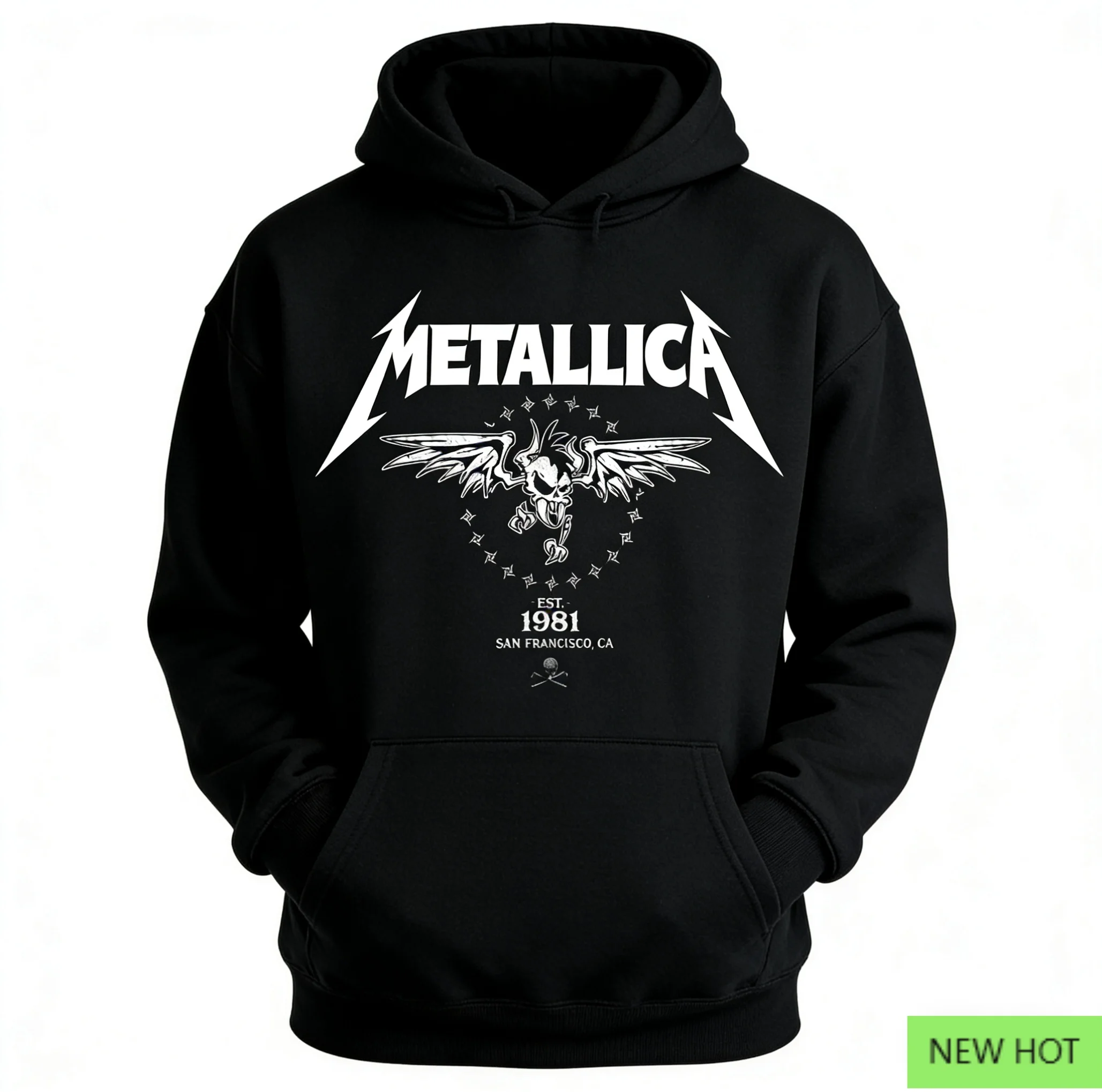 سترة بغطاء للرأس برسومات المدرسة باللون الأسود من Metallica، سويت شيرت Thrash Metal، مثالي للمعجبين الذين يحبون نمط الفرقة وDark Hardcore Vibe #2