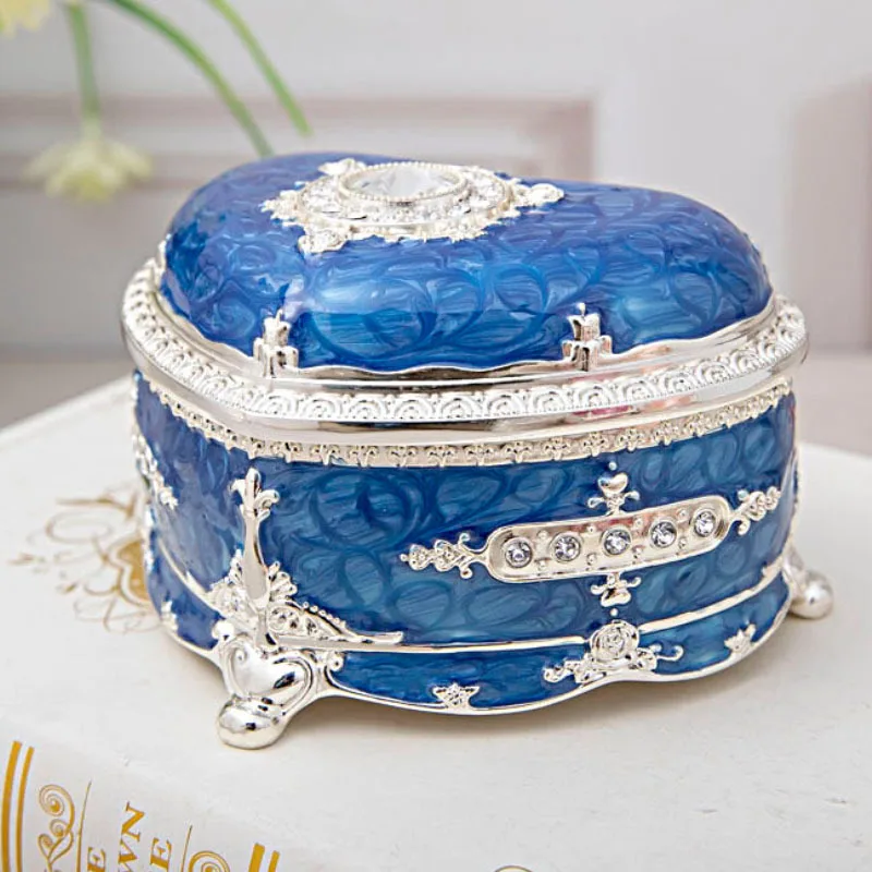 ROSIKING blue Emboss Alloy Metal Happy birthday  Music Box For lovers Wife Mom ，Birthday ，Christmas gift.