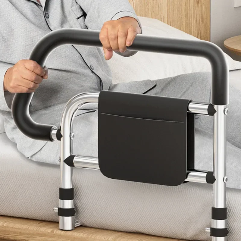 Elderly Bedside Guardrail No-Drill Assist Device Wide Padded Handle Enlarged Safety Rail Secure Bedside Support Handrail