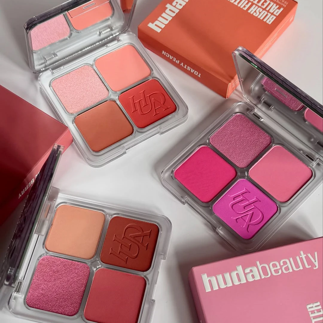 Luxury Huda Easy 4 Color Blush Filter Blurring Blushlighters Palette Airbrush Matte Pressed Setting Powder Glow Liquid Blusher