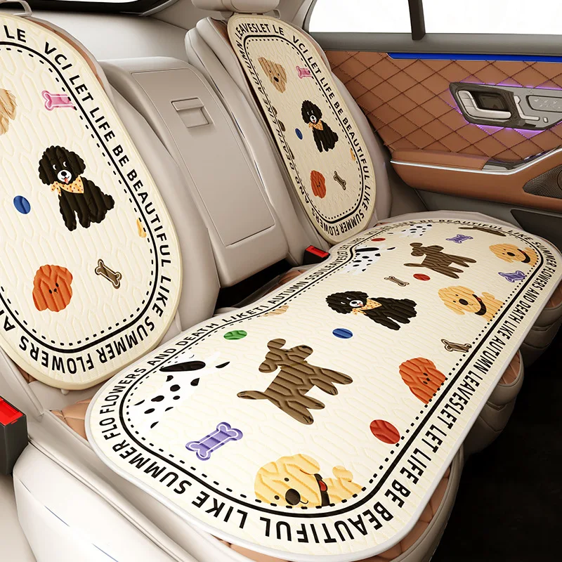 Cartoon Ice Silk Car Seat Cover Summer Interior Rear Seat Floor Mat Cute Design for Lady's Passenger Comfortable Car Accessory