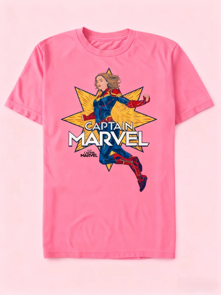 Marvel genuino nuevo capitán Marvel Marvel Star Marvel Comics impreso hombres y mujeres camisetas casuales de manga corta de talla grande