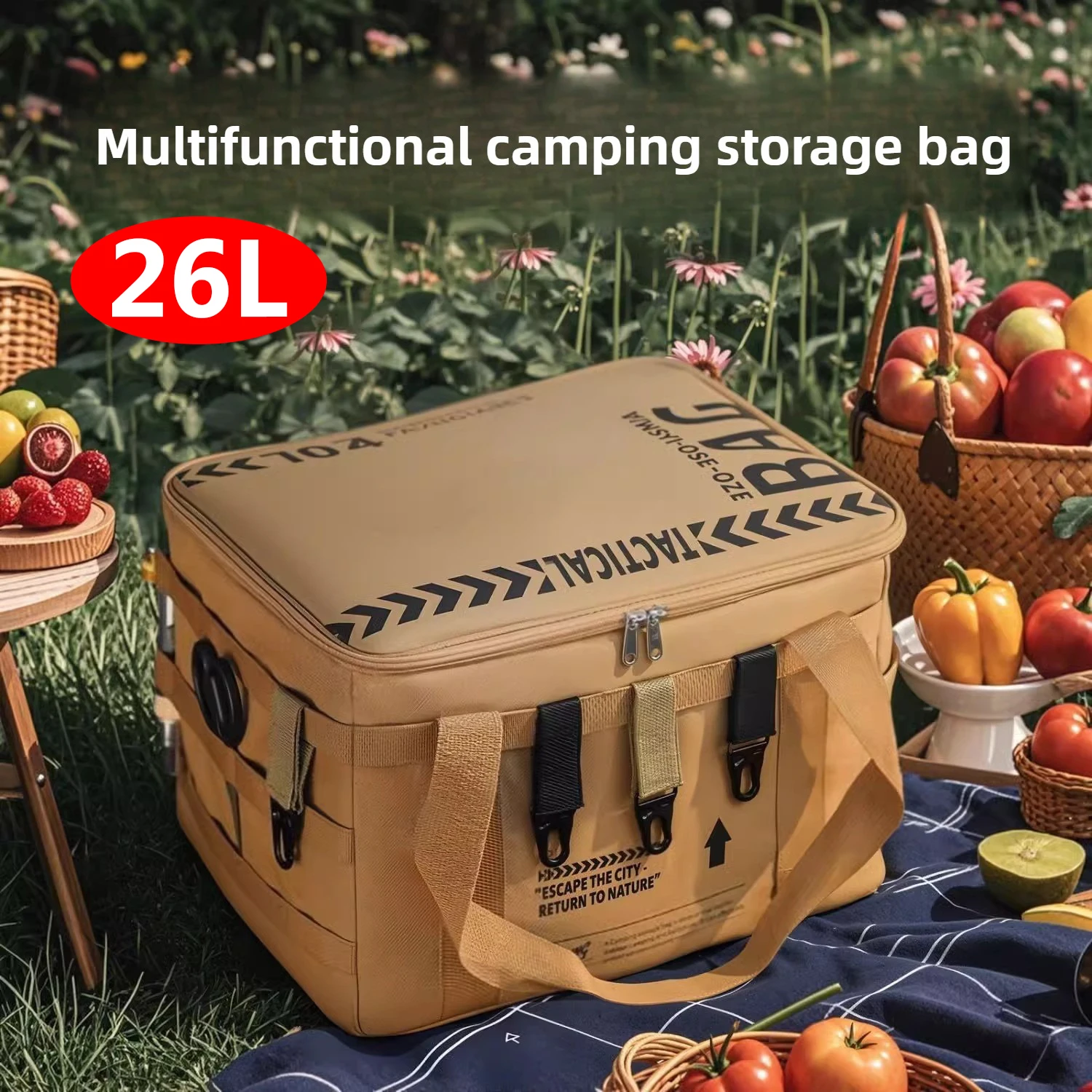 

Tactical Camping Storage Bag, 26L Camping Luggage Bag for Hiking, Large Space Cookware Tableware Storage Bag for Picnic