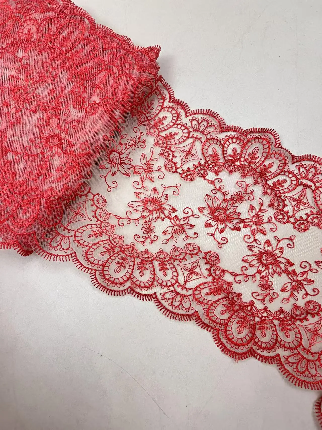 20 Yards Bilateral Lace trim Skirt Hem Underwear Sewing Craft DIY Apparel Embroidery Fabrics Red Black Lace Lingerie