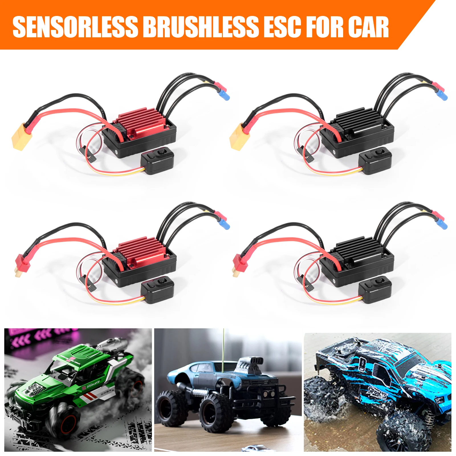 Waterproof 35A 60A Brushless ESC Electric Speed Controller Dust-proof  2-3S for 1/8 1/10 1/12 RC Car Crawler  RC Boat