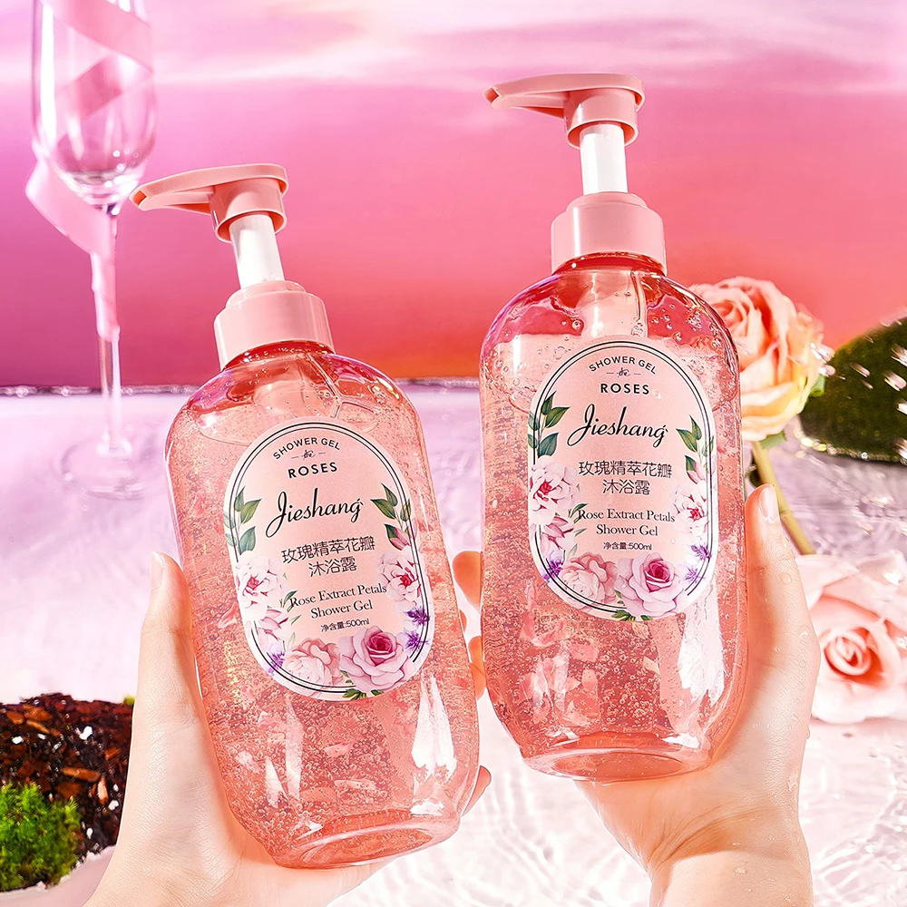 500ml Rose Extract Petal Essential Oil Shower Gel Deep Cleansing Long lasting Fragrance Moisturizing Aromatic Body Care Bath