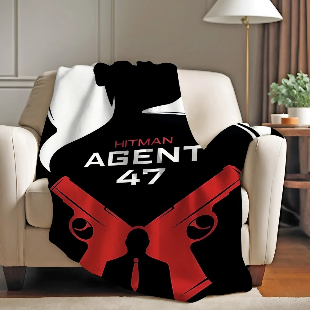 Game A-Agent 47 Hitman Blanket Warm And Soft Suitable For Bedroom Living Room Sofa Bed Office Travel Camping view 3