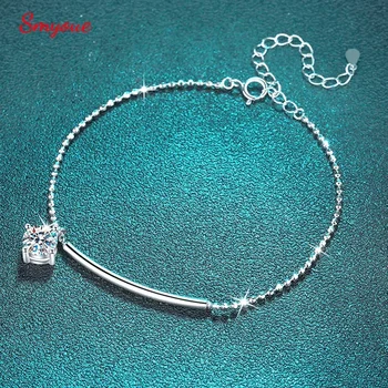 Smyoue 1CT solitaire moissanite bracelets for women D color simulated diamond bracelet S925 silver jewelry wedding gift