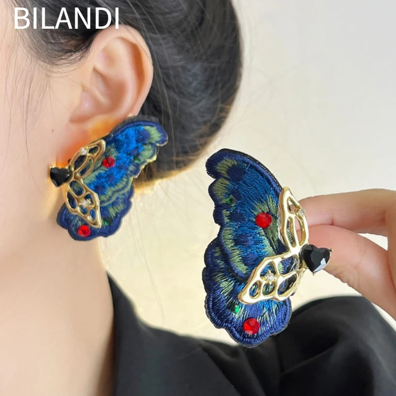 

Bilandi Fashion Jewelry Luxury Temperament Blue Butterfly Earrings For Women Female Gifts Delicate Design Ear Accessories