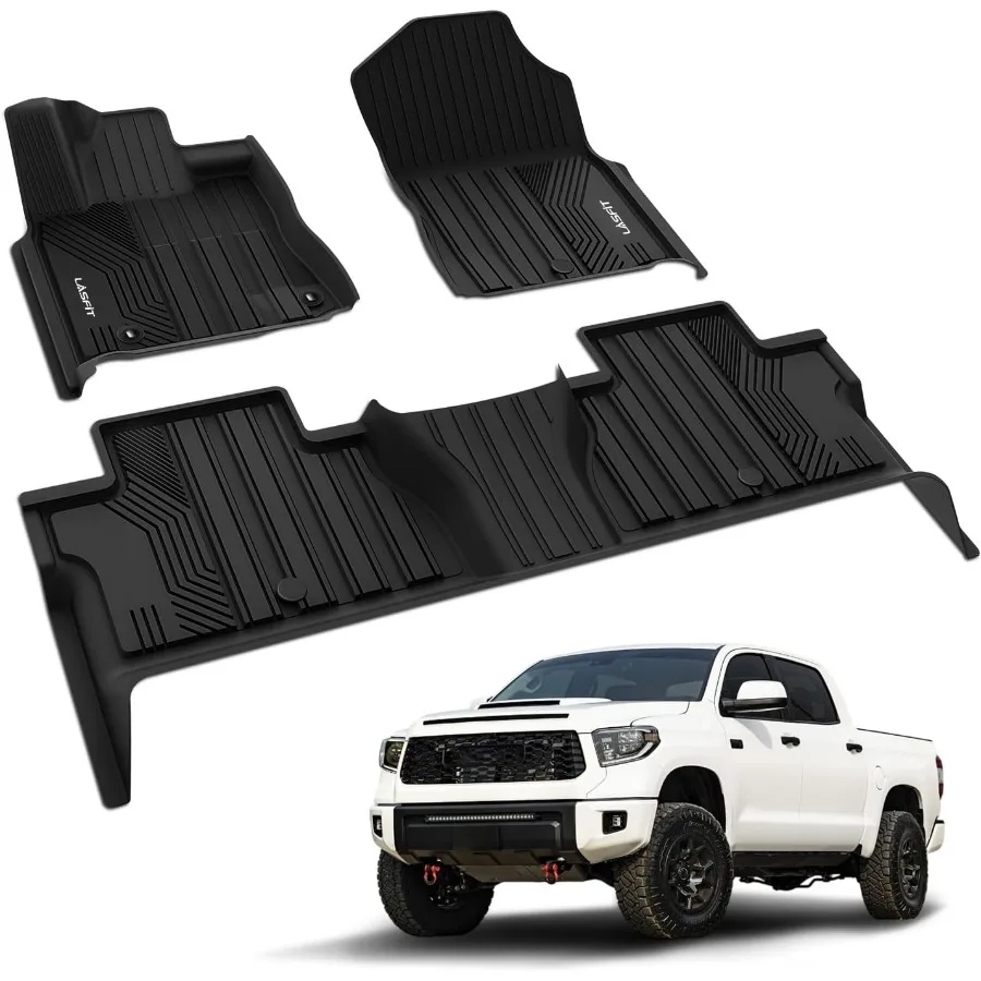 

All Weather Custom Fit Floor Mats for Tundra 20142021 CrewMax Cab with Front Rear 2 Row Design Durable TPE Material NonSlip Su