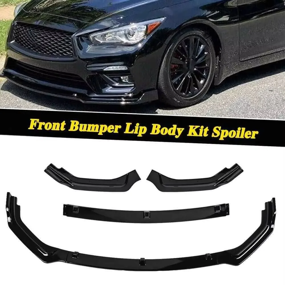 

For Infiniti Q50 2018-2024 Front Bumper Lip Splitter Spoiler Body Kit Black USA United States