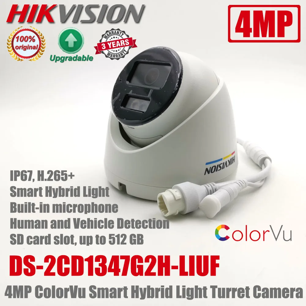 [JIT] Hikvision 4MP DS-2CD1347G2H-LIUF POE IP67 ColorVu Built-in Mic Smart Hybrid Light Fixed Turret Network Camera