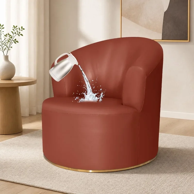 Elastic Waterproof PU Leather Rotating Chair Slipcover Full Wrap Round Leisure Armchair Cover Swivel Sofa Furniture Protector