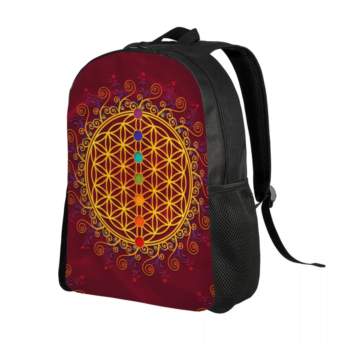 Flower Of Life Backpack for Girls Boys Spirituality Yoga Zen Mandala College School Travel Bags Bookbag Fits 15 Inch Laptop