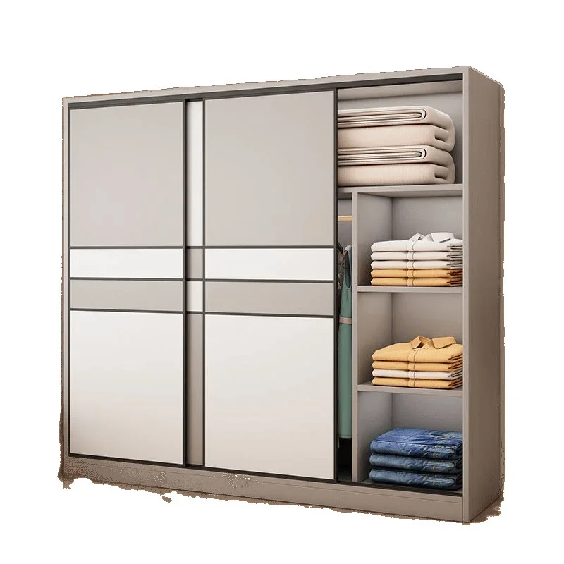 

Sliding door wardrobe, practical storage cabinet in household bedroom, small apartment