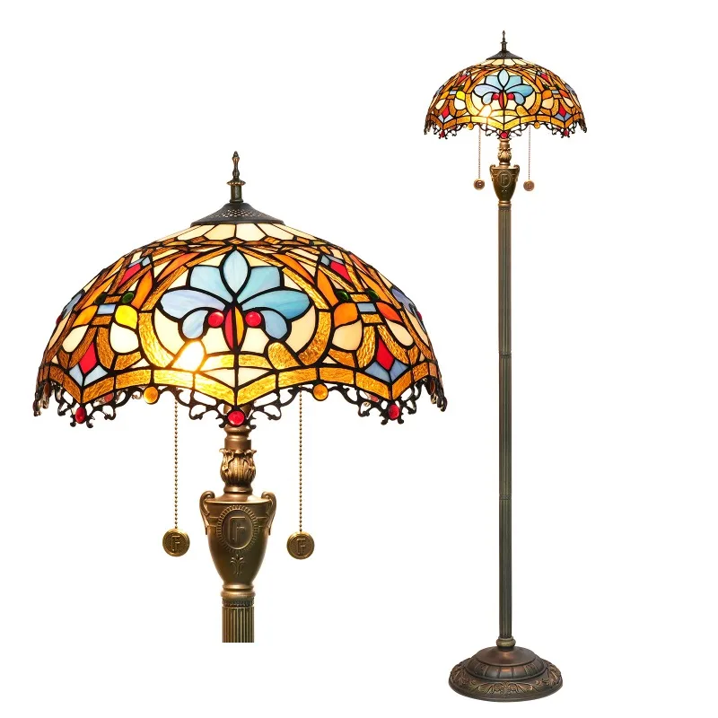 Artistic Colored Glass Lampshade Floor Lamp Modern Aesthetics LED Standing Light Villa Living Room Sofa Hotel Home Reading Light