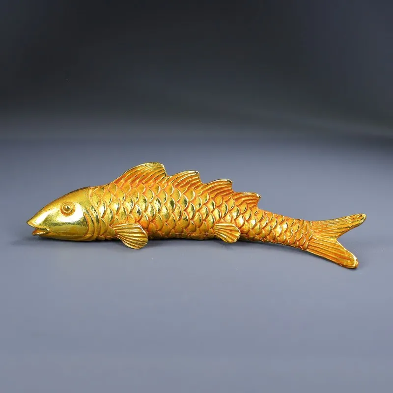 Antique Gilt Bronze Golden Arowana Ornament - Abundant Fortune After Year - Decorative Craft for Home, Office, and Living R