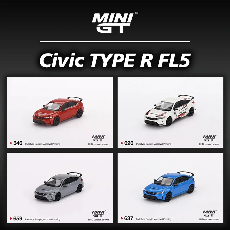 

MINIGT 1:64 Civic FL5 Gray Pearl 2023 Diecast Diorama Car Model Toys 659 626 546 637