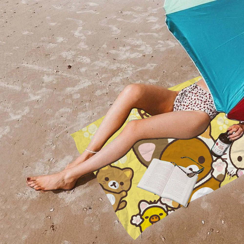 Kawaii Rilakkuma Bear Towel Microfiber Beach Towel Absorbent Quick dry Soft Yoga Swimming Resort Mountain Climbing Towel