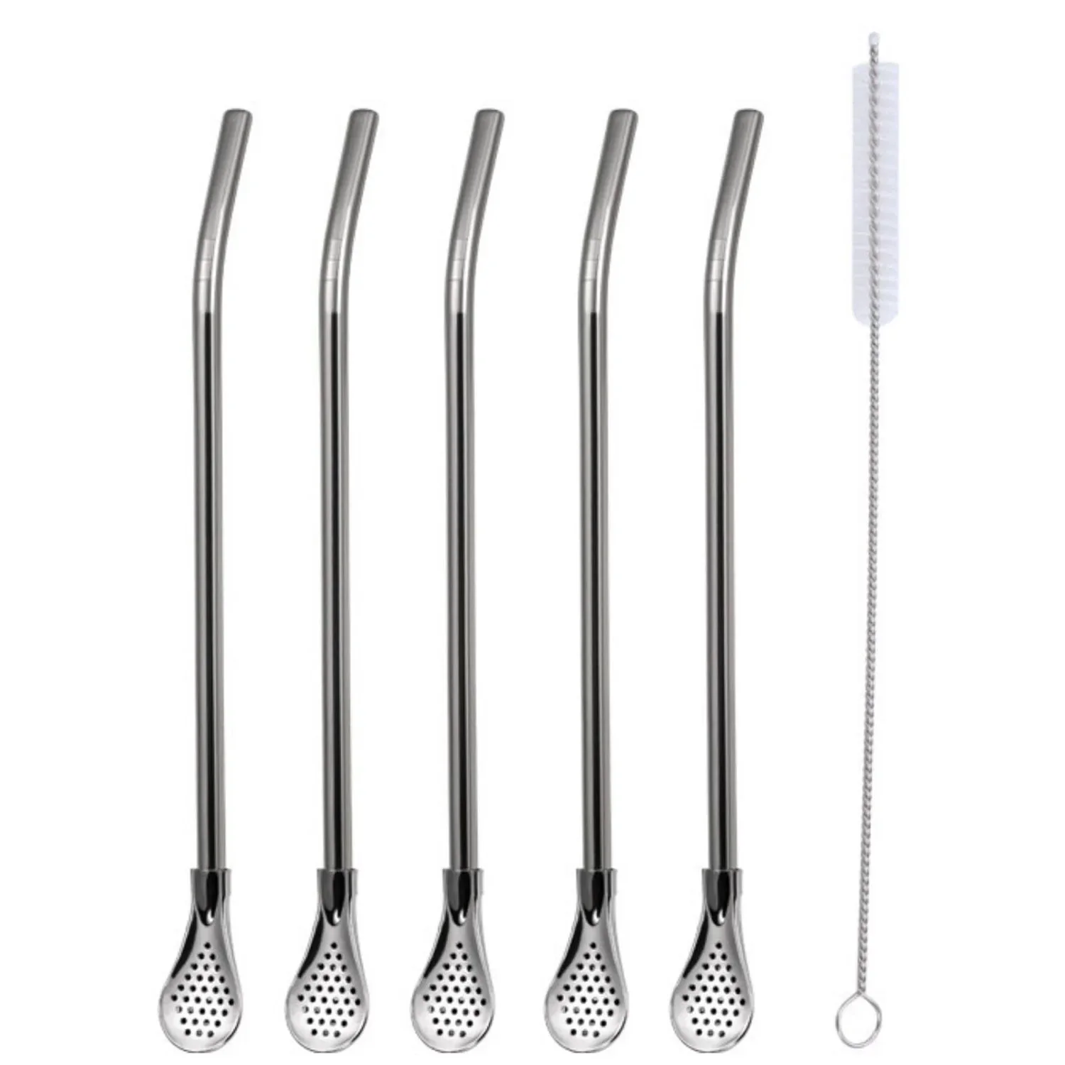 

Reusable Metal Straws With Filter Stirring Spoon Great For Tea,Coffee,Cocktail And Fruit Juice Drinking Kitchen Accessories