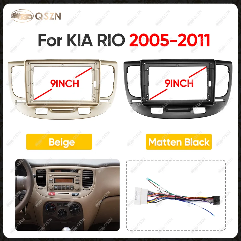 Car Frame For KIA RIO 2005 06 07 08 09 10 2011 Dashboard Accessories Refitting Stereo 9 inch Car Fascia Panel Trim Kit