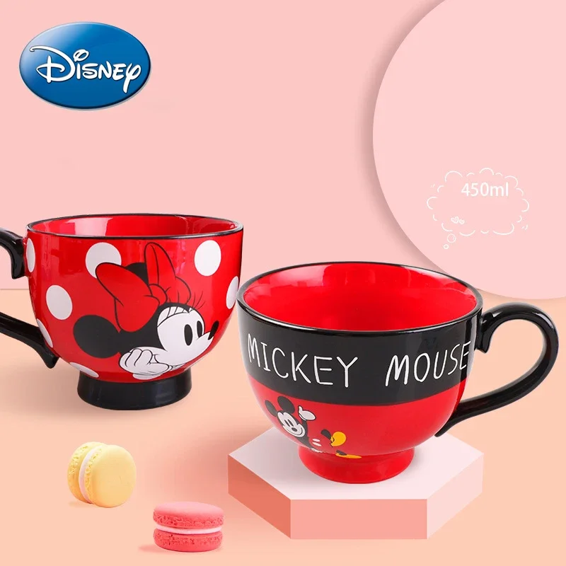 450ML Disney Mickey Mouse Mug Anime Milk Cereal Water Cup Ceramic Cup Cartoon Cute Children\'s Large Capacity Coffee Tea Mug