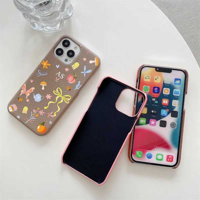 Персонализированный кожаный чехол с бантом и бабочкой для iPhone 11, 12, 14, 13, 15 Pro Max XS XR 14 16 Plus, роскошный жесткий чехол из искусственной кожи