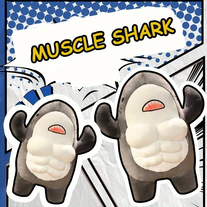 45cm Muscle Shark Plush Toys Stuffed Ocean Whale Fish Stuffed Animals Soft Plushie Dolls Kids Birthday Gifts Valentine\'s Day
