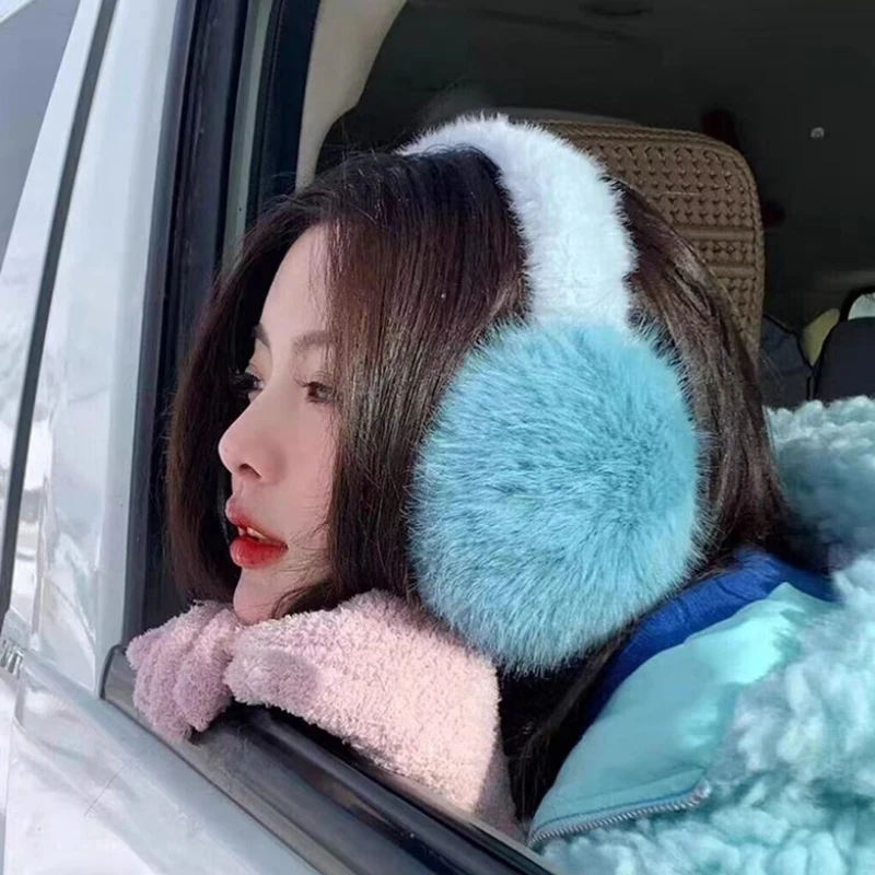 1pc Solid Color Soft Plush Ear Warmer Winter Warm Earmuffs Fashion Ear Cover Outdoor Cold Protection Ear-Muffs Folding Earflap