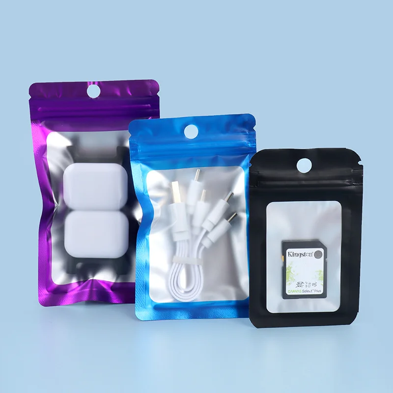 100pcs Colorful Aluminum Foil Ziplock Bags Matte Bags Suitable for Small Products Sealed Packaging Bags with Customized Logo - view 5