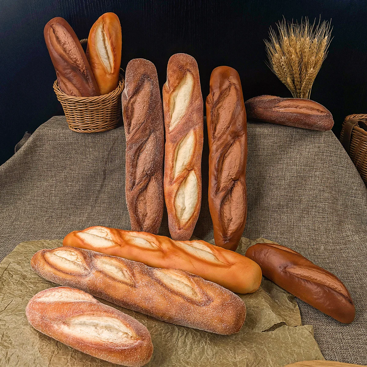

Artificial French Baguette Bread Fake Food Model Simulation Photography Props Kitchen Bakery Shop Window Display Decoration