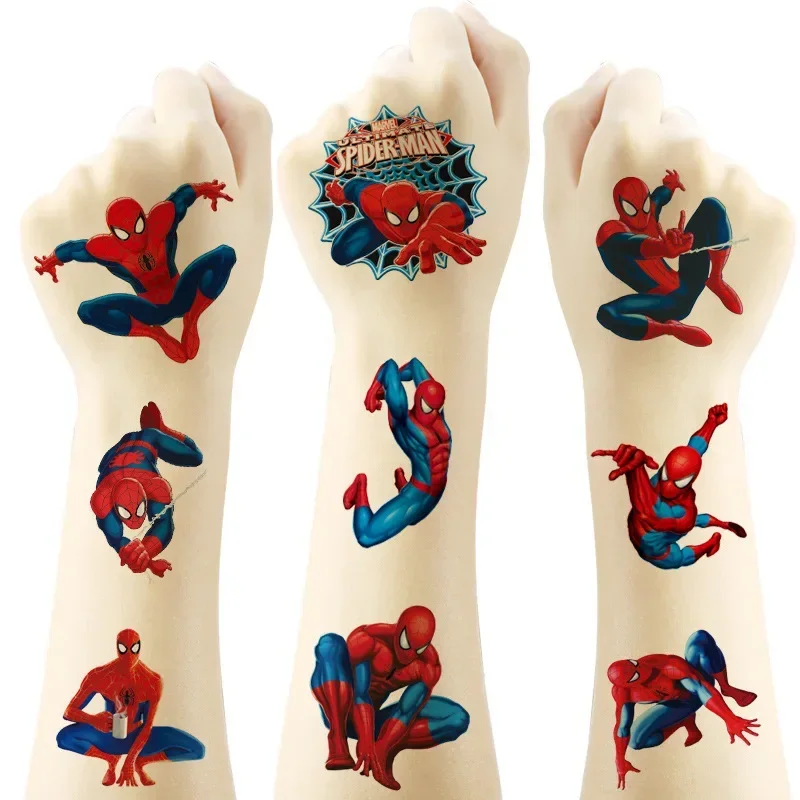 20Pcs Marvel Spiderman Tattoo Stickers Anime Spider-Man Cartoon Tattoo Sticker Kids Birthday Party Gives Gifts Body Art