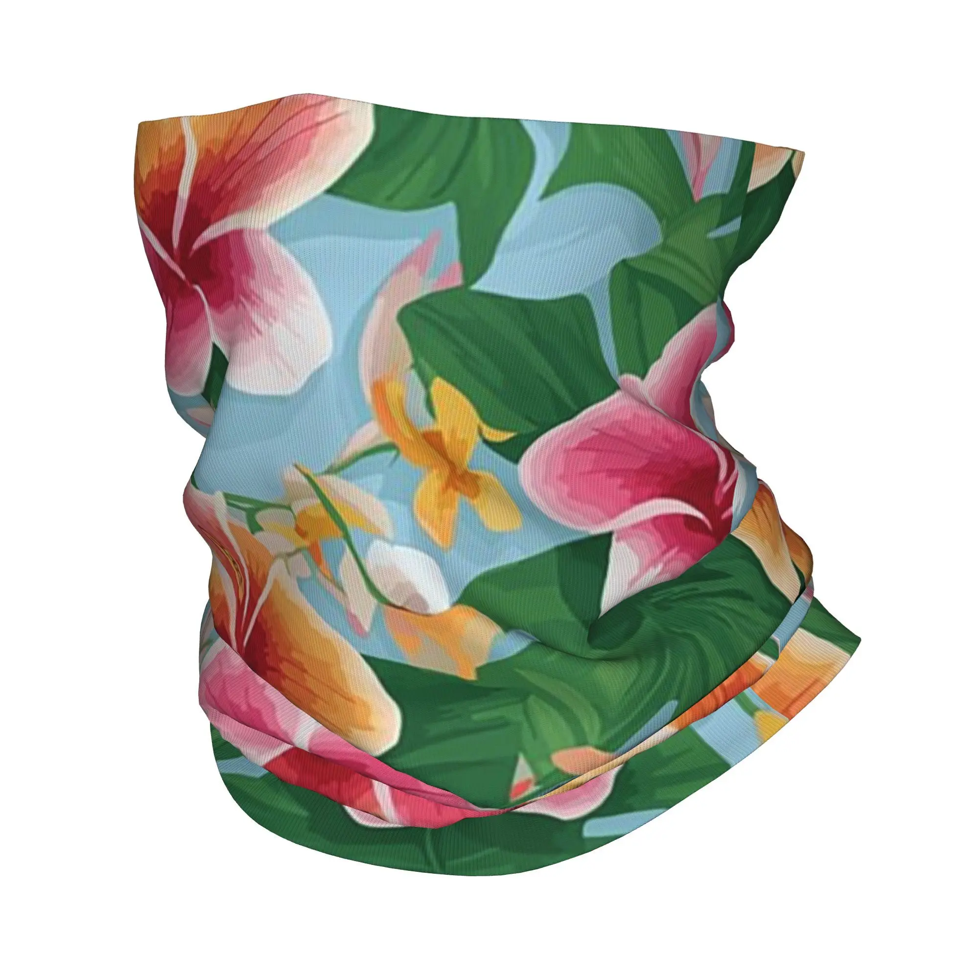

Frangipani Plumeria A Tropical Bloom Bandana Neck Gaiter Printed Wrap Scarf Multifunction Face Mask Outdoor Sports Unisex Adul