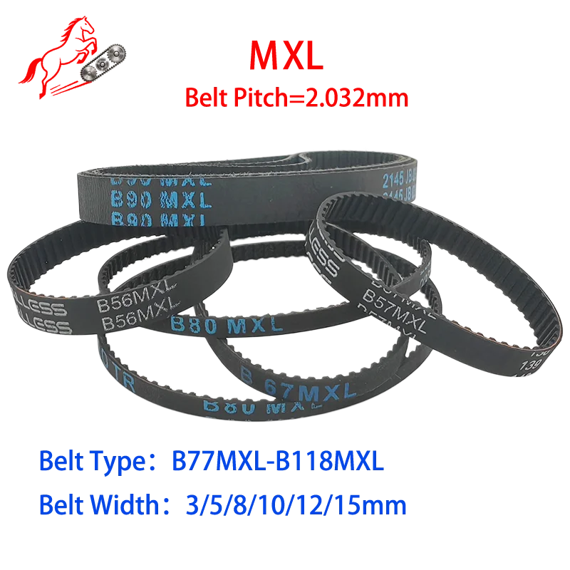 B77MXL To B118MXL MXL Timing Belt Tooth Pitch 2.032mm MXL Rubber Belt Width 3/5/8/10/12/15mm MXL Belt For CNC Synchronous Belt