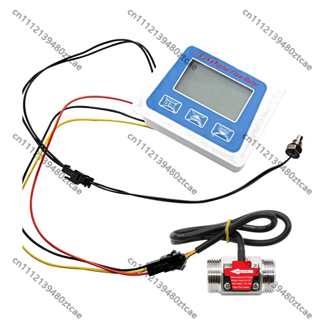 Stainless Steel Digital Water Flow Meter Total Flow Counter Temperature Detection 1 to 30L Min