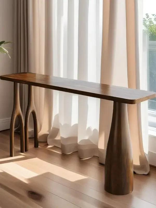 Solid wood bar table Family kitchen Long high table and chairs Japanese style wall partition bar
