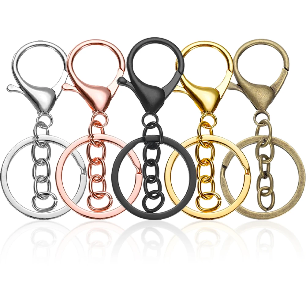 6/12/25/50 Stuks Metalen Karabijnsluiting Sleutelhangers Swivel Lente Haak Met Platte Split Ring voor Diy Ambachten Sleutelhanger Lanyard Maken - afbeelding 2