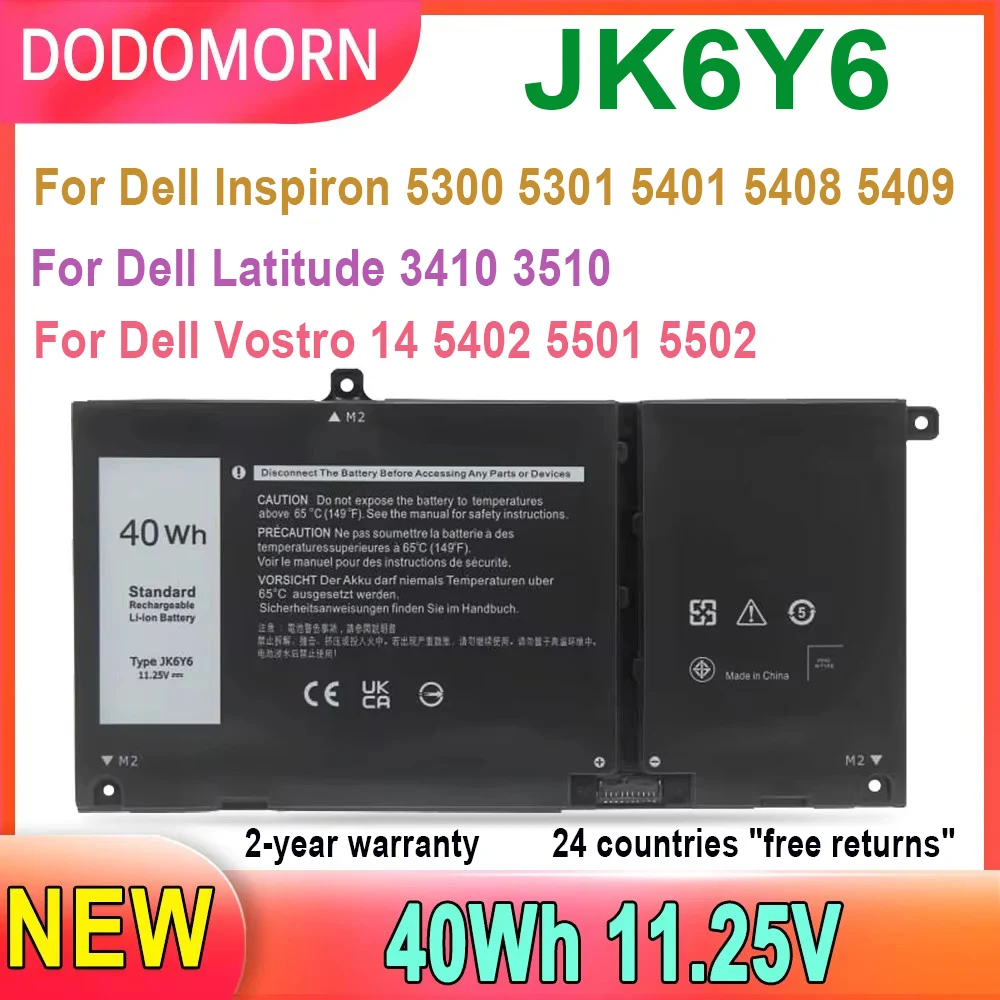 DODOMORN batería del ordenador portátil para Dell Latitude 3410 3510 para Dell Inspiron 5300 5301 para Dell Vostro 14 5402 5501 5502 11,25 V