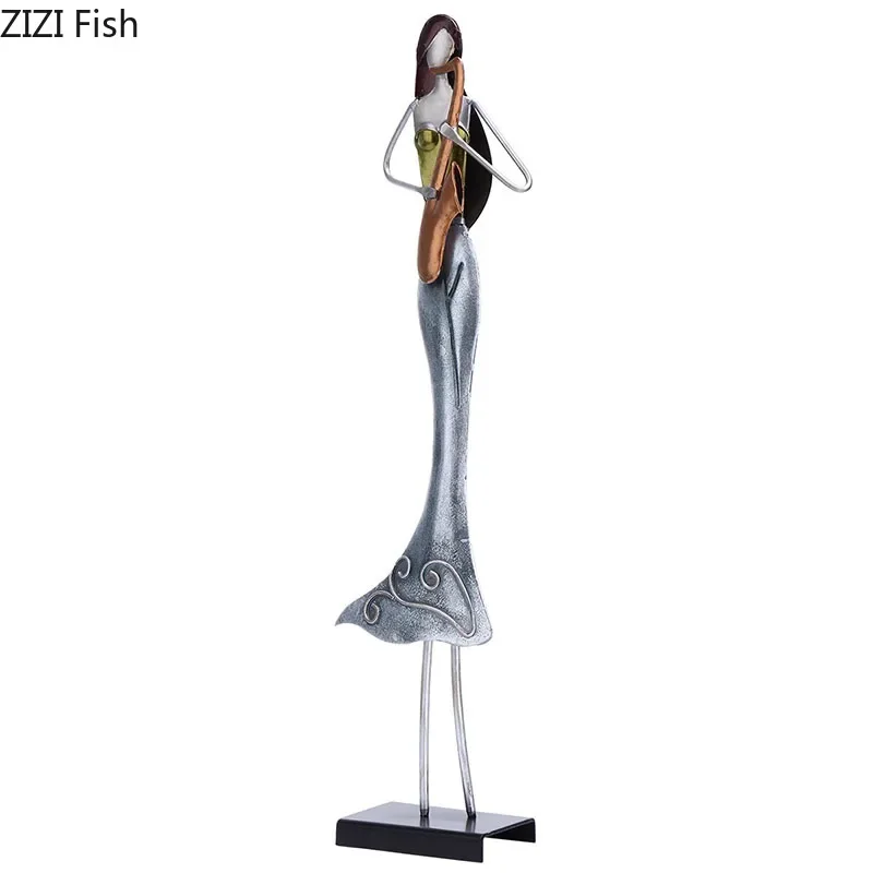 Imagem -04 - Minimalismo Banda Músico Figura Estátua Metal Artesanato Dançarino Escultura Personagem Modern Home Decor Ornamentos Desk Decoration