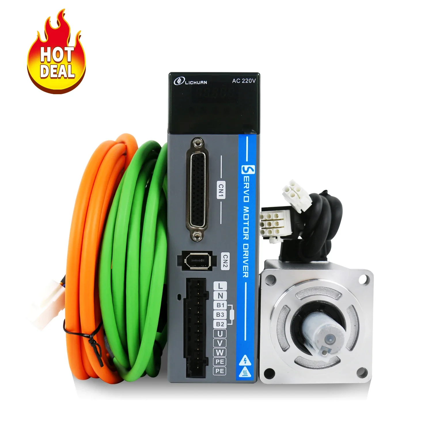 

2026 Lichuan CNC Servos 60mm 600W 220V 3.5A 1.91N.m 3000RPM 17bit Absolute Value Servo Motor Driver Kit 60M01930B +LC10P-600